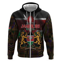 Happy Kenya Independence Day Hoodie Coat Of Arms With Kente Pattern - Wonder Print Shop