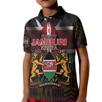 Happy Kenya Independence Day Kid Polo Shirt Coat Of Arms With Kente Pattern - Wonder Print Shop