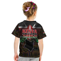 Happy Kenya Independence Day Kid T Shirt Coat Of Arms With Kente Pattern - Wonder Print Shop