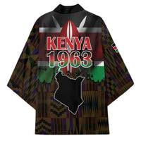 Happy Kenya Independence Day Kimono Coat Of Arms With Kente Pattern - Wonder Print Shop
