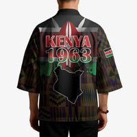 Happy Kenya Independence Day Kimono Coat Of Arms With Kente Pattern - Wonder Print Shop