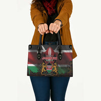 Happy Kenya Independence Day Leather Bag Coat Of Arms With Kente Pattern - Wonder Print Shop