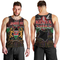 Happy Kenya Independence Day Men Tank Top Coat Of Arms With Kente Pattern - Wonder Print Shop