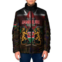 Happy Kenya Independence Day Padded Jacket Coat Of Arms With Kente Pattern - Wonder Print Shop