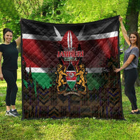 Happy Kenya Independence Day Quilt Coat Of Arms With Kente Pattern - Wonder Print Shop