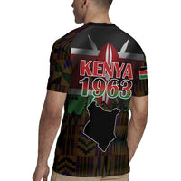 Happy Kenya Independence Day Rugby Jersey Coat Of Arms With Kente Pattern - Wonder Print Shop