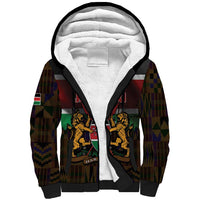 Happy Kenya Independence Day Sherpa Hoodie Coat Of Arms With Kente Pattern - Wonder Print Shop