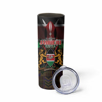 Happy Kenya Independence Day Skinny Tumbler Coat Of Arms With Kente Pattern - Wonder Print Shop