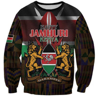 Happy Kenya Independence Day Sweatshirt Coat Of Arms With Kente Pattern - Wonder Print Shop