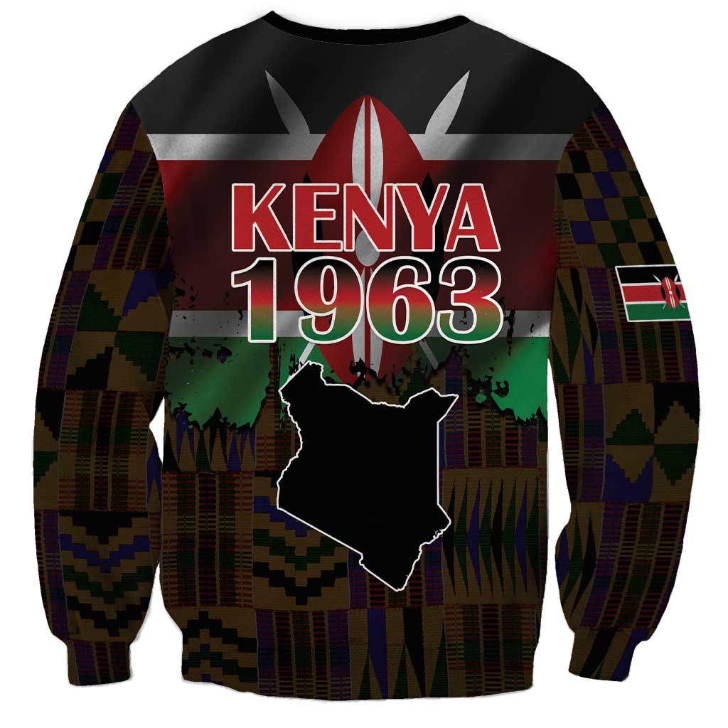 Happy Kenya Independence Day Sweatshirt Coat Of Arms With Kente Pattern - Wonder Print Shop
