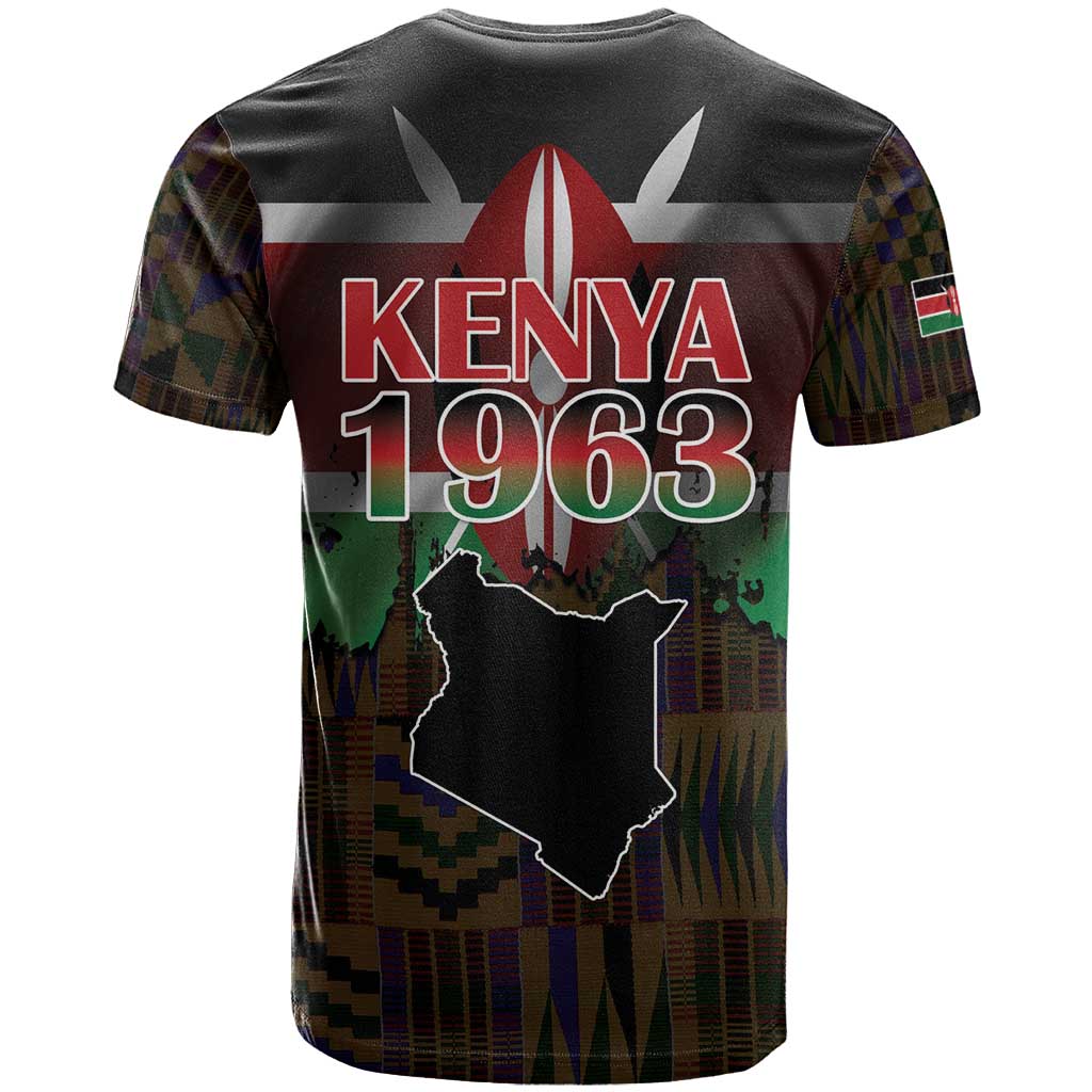 Happy Kenya Independence Day T Shirt Coat Of Arms With Kente Pattern - Wonder Print Shop
