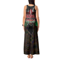Happy Kenya Independence Day Tank Maxi Dress Coat Of Arms With Kente Pattern - Wonder Print Shop