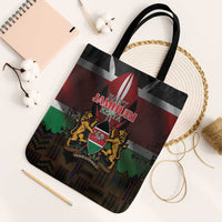Happy Kenya Independence Day Tote Bag Coat Of Arms With Kente Pattern - Wonder Print Shop