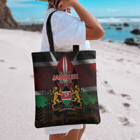 Happy Kenya Independence Day Tote Bag Coat Of Arms With Kente Pattern - Wonder Print Shop
