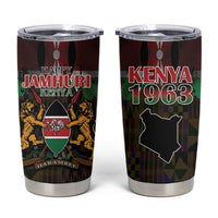 Happy Kenya Independence Day Tumbler Cup Coat Of Arms With Kente Pattern - Wonder Print Shop