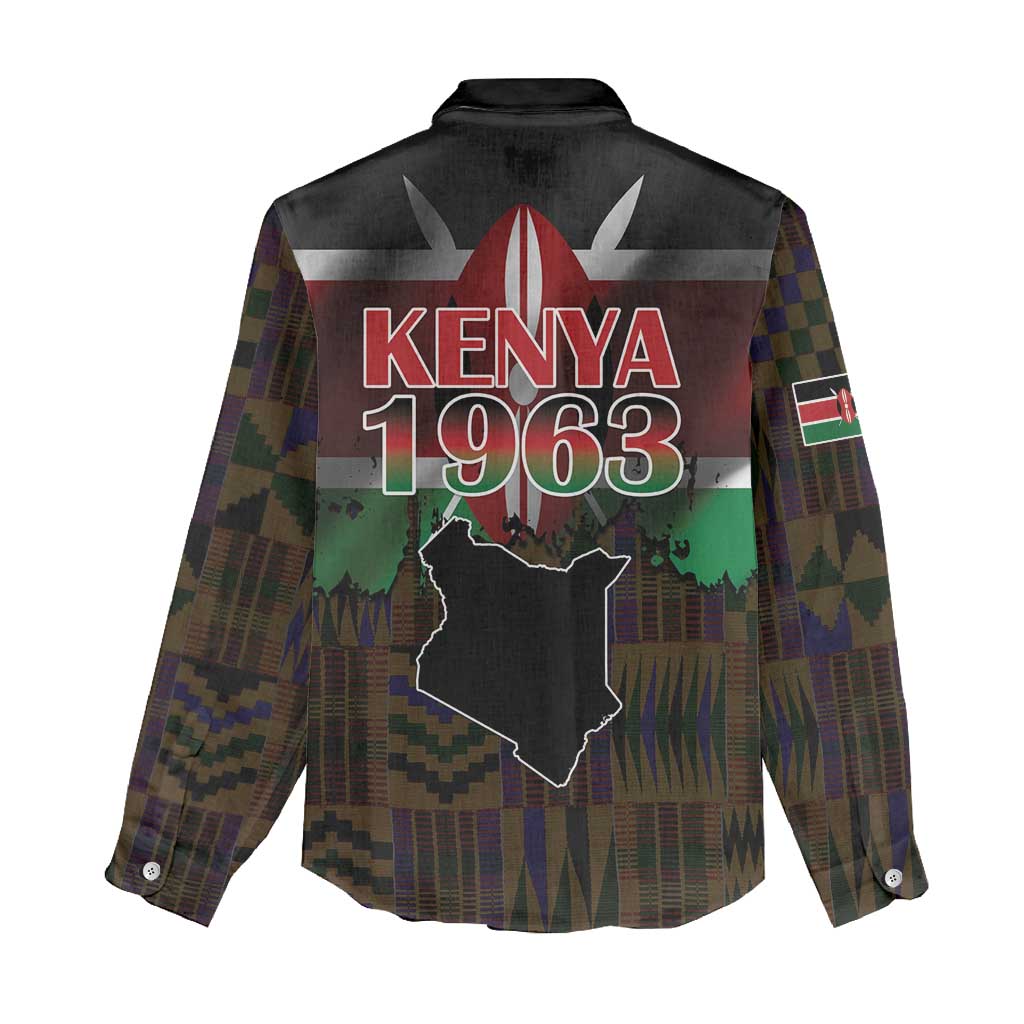 Happy Kenya Independence Day Women Casual Shirt Coat Of Arms With Kente Pattern - Wonder Print Shop