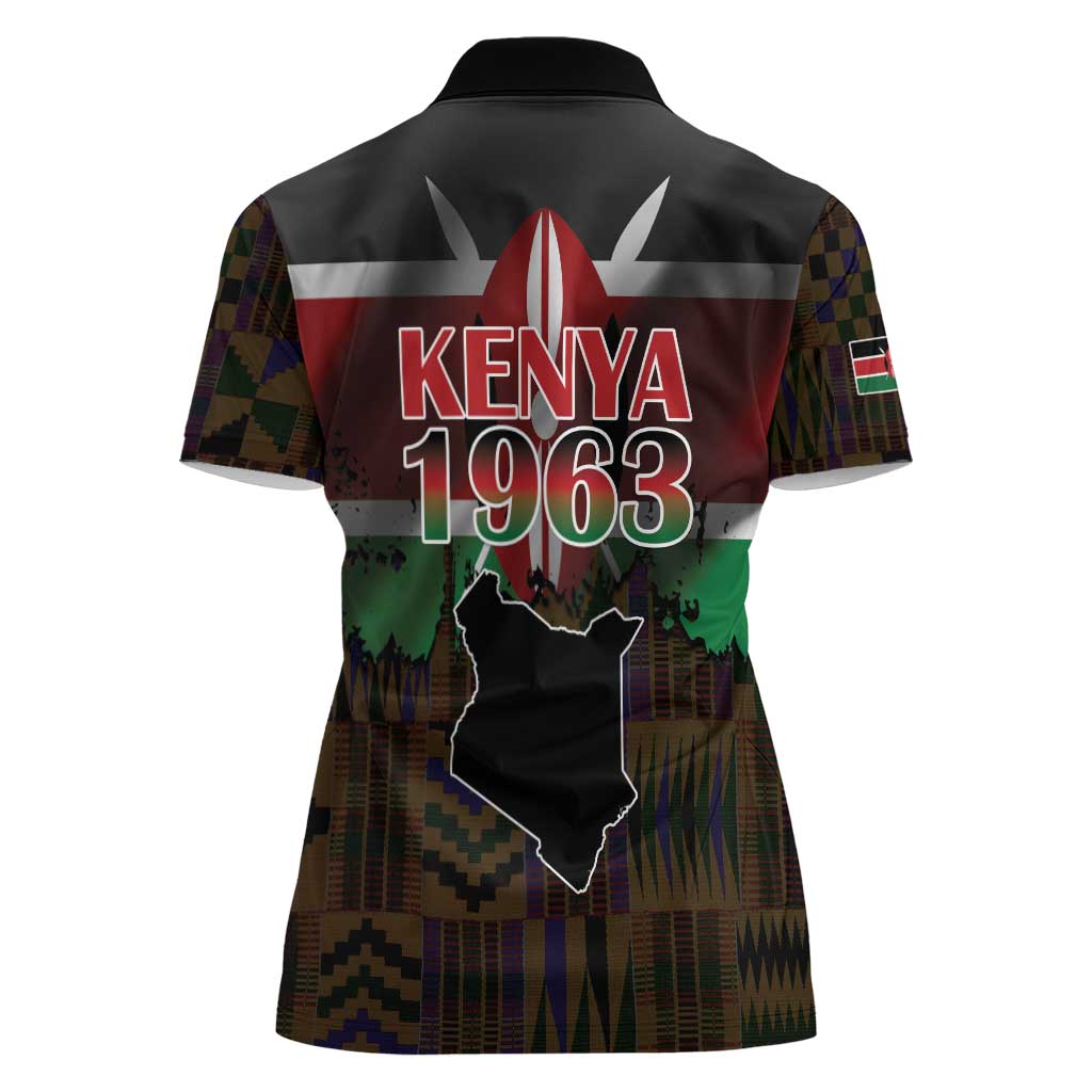Happy Kenya Independence Day Women Polo Shirt Coat Of Arms With Kente Pattern - Wonder Print Shop