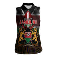 Happy Kenya Independence Day Women Sleeveless Polo Shirt Coat Of Arms With Kente Pattern - Wonder Print Shop