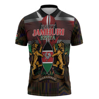 Happy Kenya Independence Day Zipper Polo Shirt Coat Of Arms With Kente Pattern - Wonder Print Shop