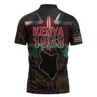 Happy Kenya Independence Day Zipper Polo Shirt Coat Of Arms With Kente Pattern - Wonder Print Shop