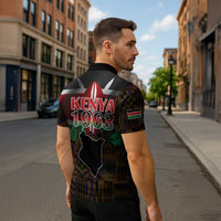 Happy Kenya Independence Day Zipper Polo Shirt Coat Of Arms With Kente Pattern - Wonder Print Shop