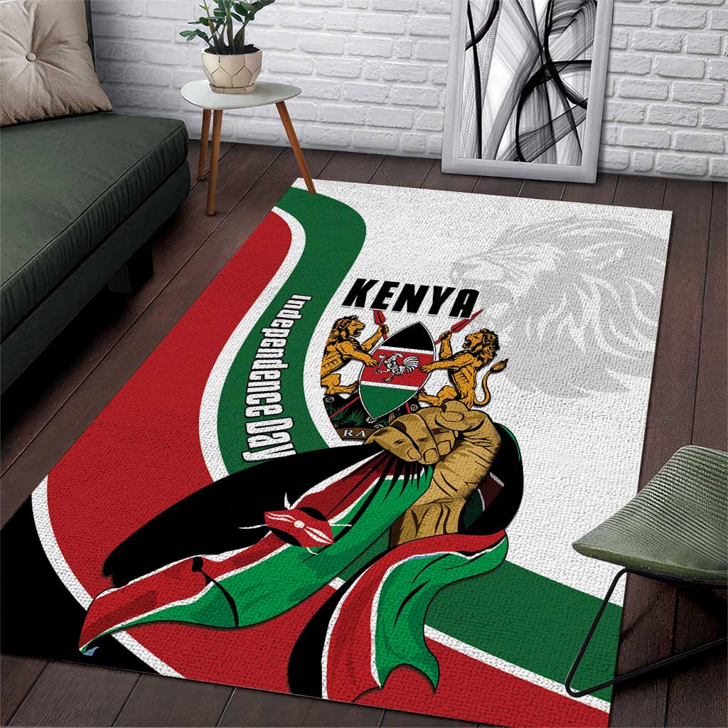 Kenya Jamhuri Day Area Rug Lion With Coat Of Arms - Wonder Print Shop