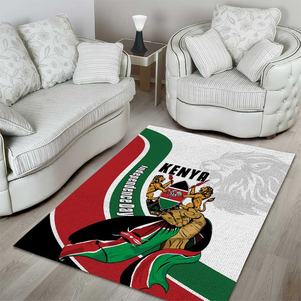 Kenya Jamhuri Day Area Rug Lion With Coat Of Arms - Wonder Print Shop