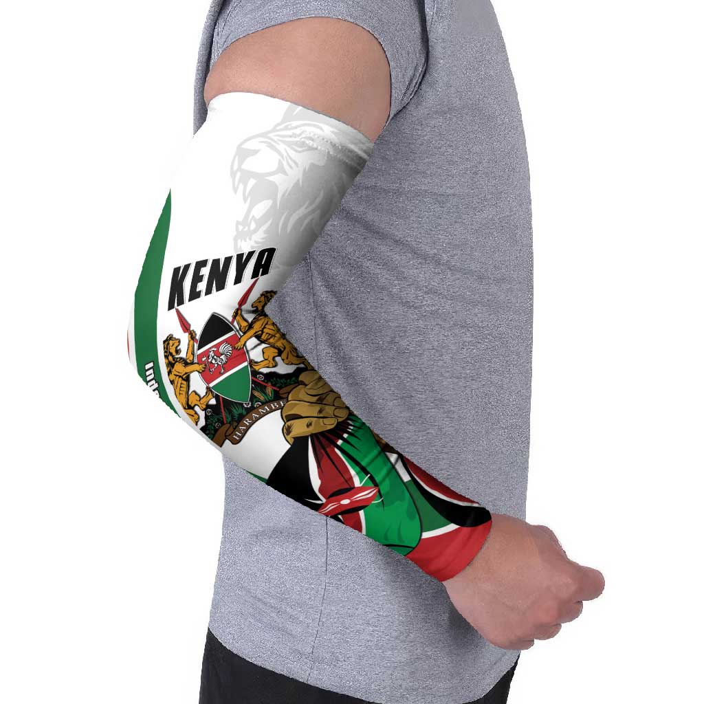 Personalized Kenya Jamhuri Day Arm Sleeves Lion With Coat Of Arms - Wonder Print Shop