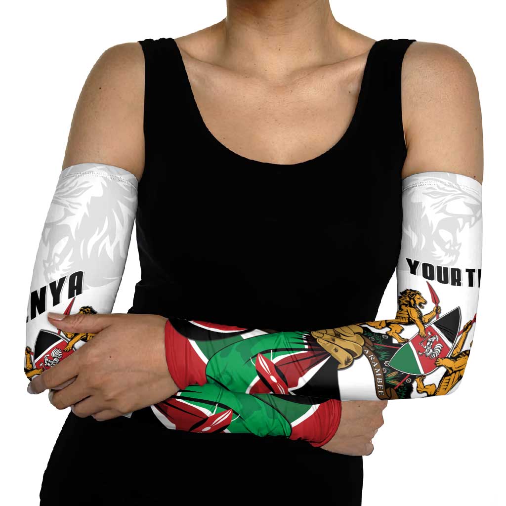 Personalized Kenya Jamhuri Day Arm Sleeves Lion With Coat Of Arms - Wonder Print Shop