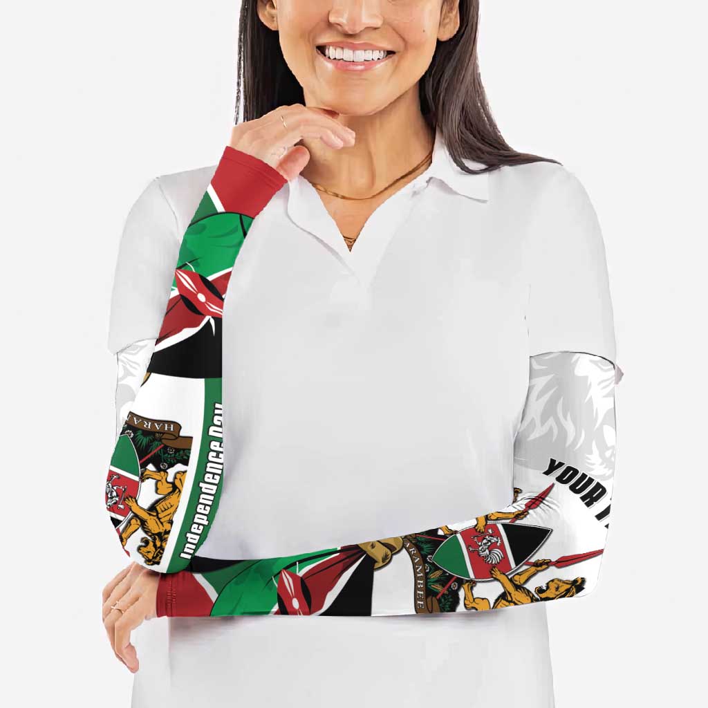 Personalized Kenya Jamhuri Day Arm Sleeves Lion With Coat Of Arms - Wonder Print Shop