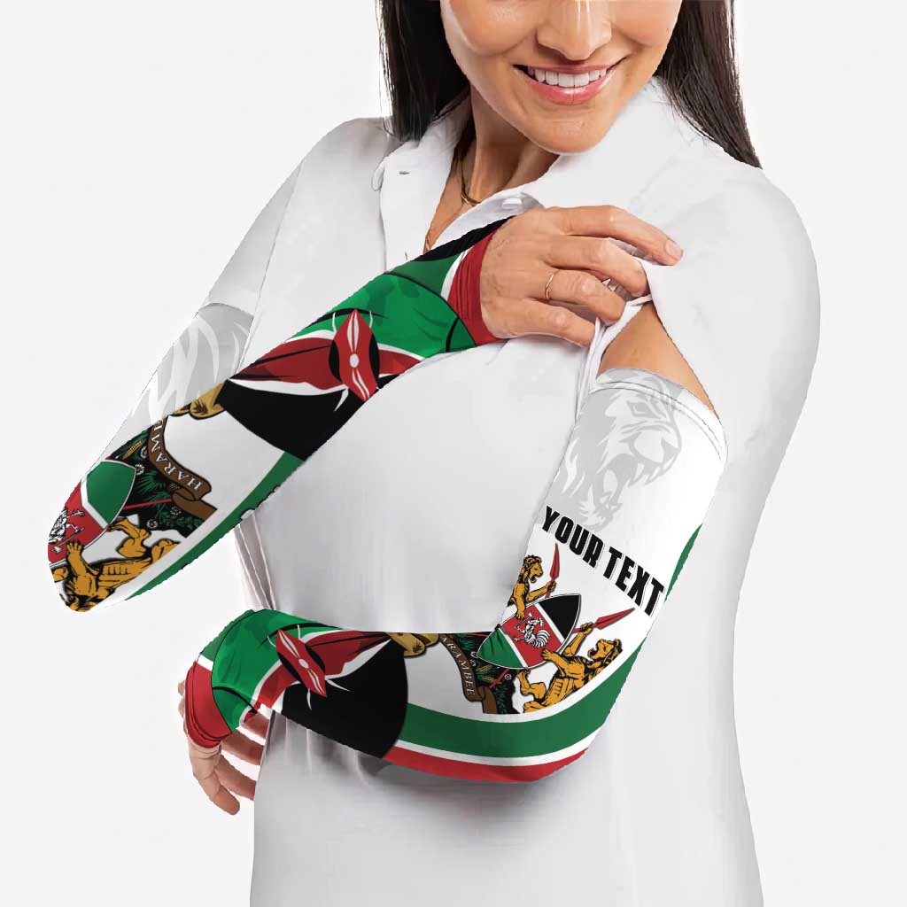 Personalized Kenya Jamhuri Day Arm Sleeves Lion With Coat Of Arms - Wonder Print Shop