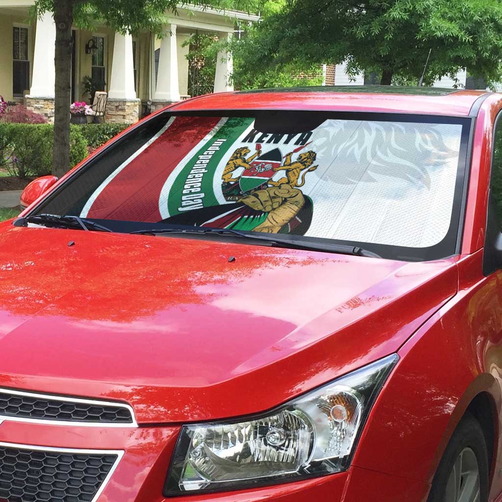 Kenya Jamhuri Day Auto Sun Shade Lion With Coat Of Arms - Wonder Print Shop