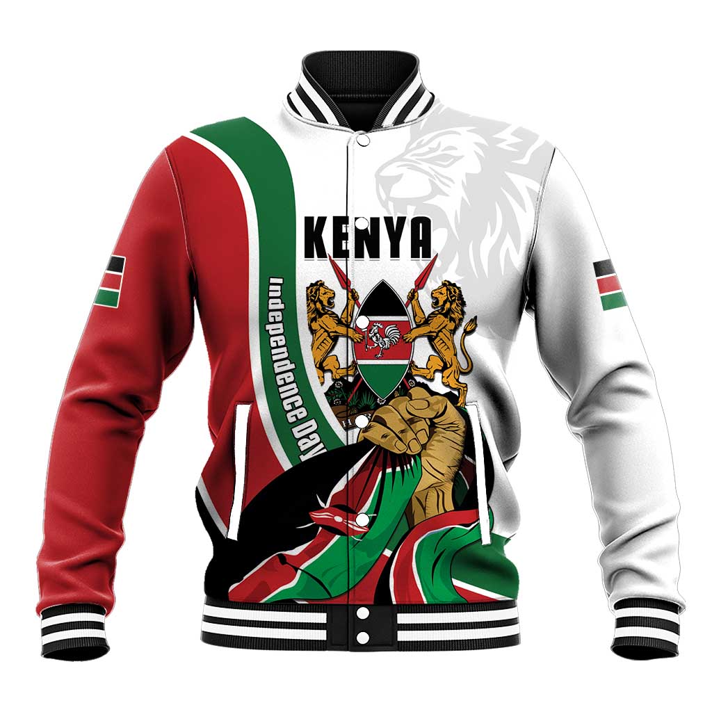Personalized Kenya Jamhuri Day Baseball Jacket Lion With Coat Of Arms - Wonder Print Shop
