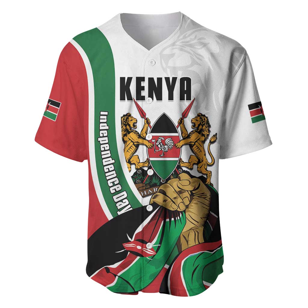 Personalized Kenya Jamhuri Day Baseball Jersey Lion With Coat Of Arms - Wonder Print Shop
