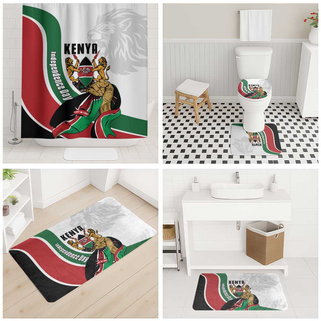 Kenya Jamhuri Day Bathroom Set Lion With Coat Of Arms - Wonder Print Shop