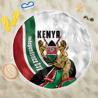 Kenya Jamhuri Day Beach Blanket Lion With Coat Of Arms - Wonder Print Shop