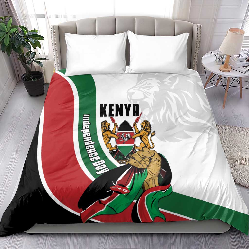 Kenya Jamhuri Day Bedding Set Lion With Coat Of Arms - Wonder Print Shop
