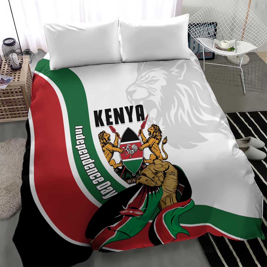 Kenya Jamhuri Day Bedding Set Lion With Coat Of Arms - Wonder Print Shop