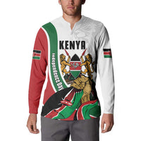 Personalized Kenya Jamhuri Day Button Sweatshirt Lion With Coat Of Arms - Wonder Print Shop