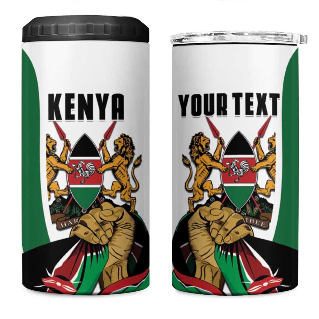 Personalized Kenya Jamhuri Day 4 in 1 Can Cooler Tumbler Lion With Coat Of Arms - Wonder Print Shop