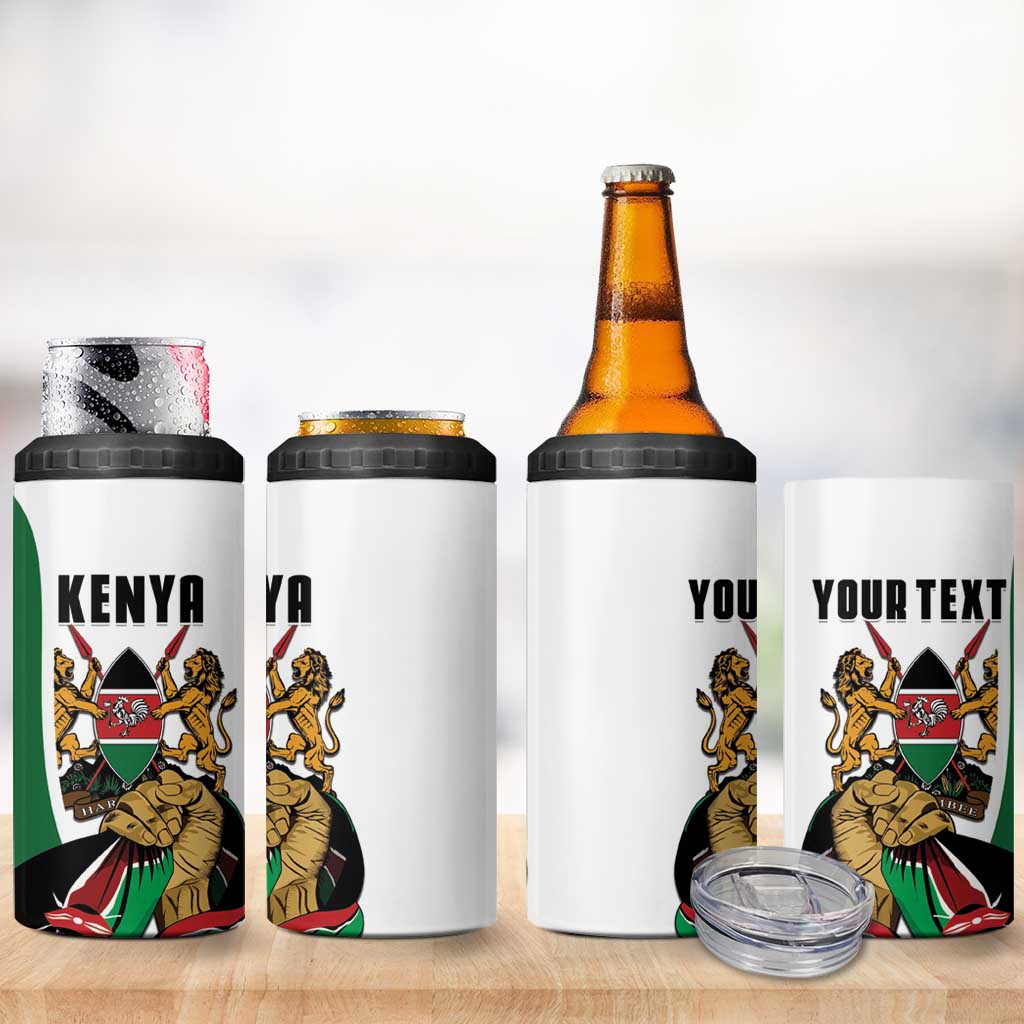 Personalized Kenya Jamhuri Day 4 in 1 Can Cooler Tumbler Lion With Coat Of Arms - Wonder Print Shop