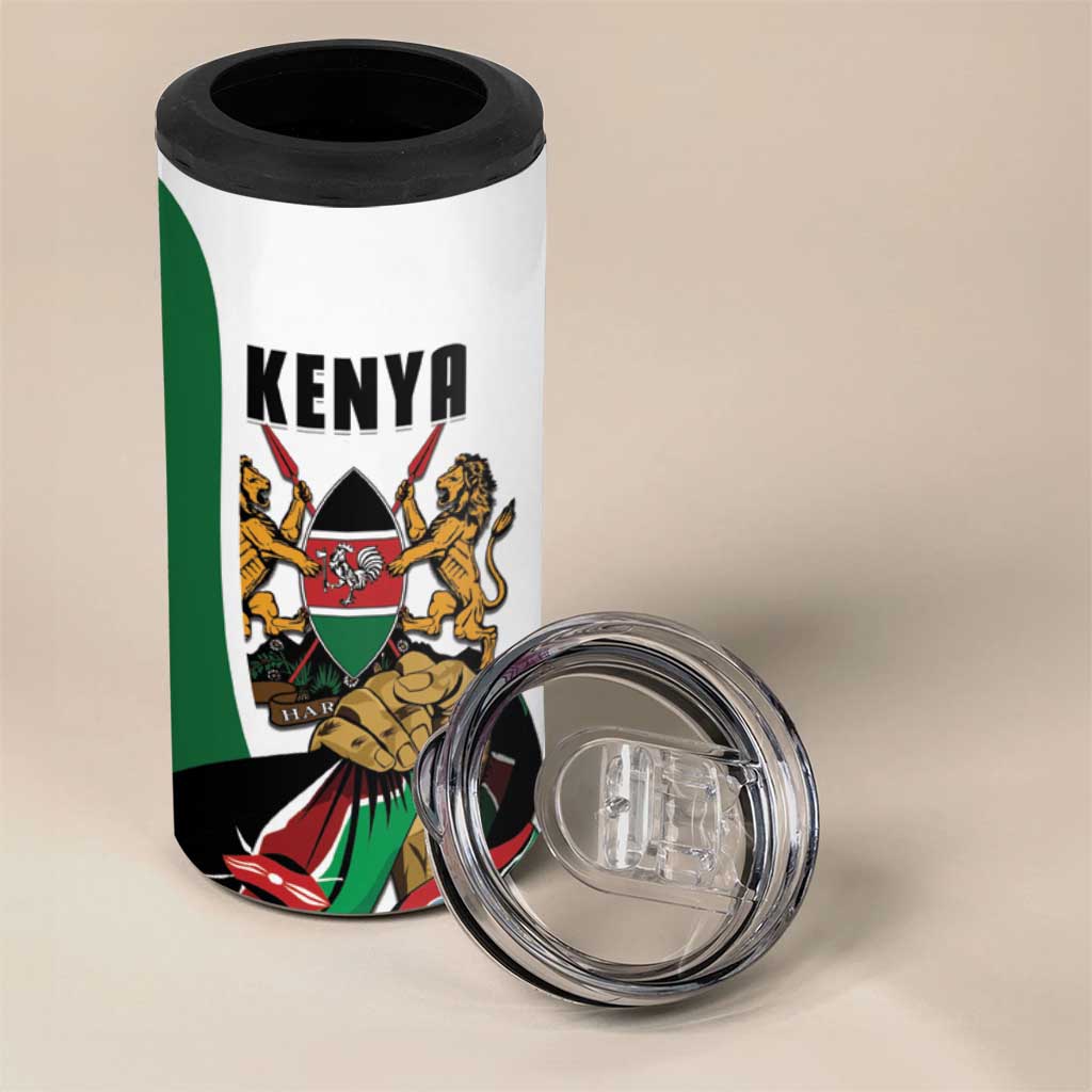 Personalized Kenya Jamhuri Day 4 in 1 Can Cooler Tumbler Lion With Coat Of Arms - Wonder Print Shop