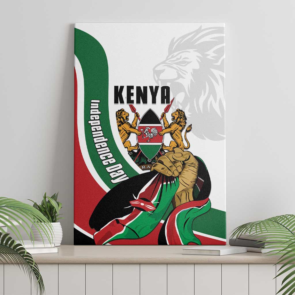 Kenya Jamhuri Day Canvas Wall Art Lion With Coat Of Arms - Wonder Print Shop