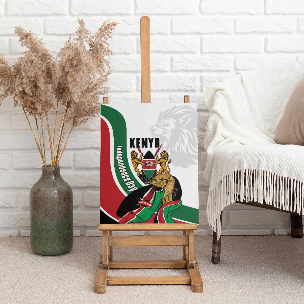 Kenya Jamhuri Day Canvas Wall Art Lion With Coat Of Arms - Wonder Print Shop