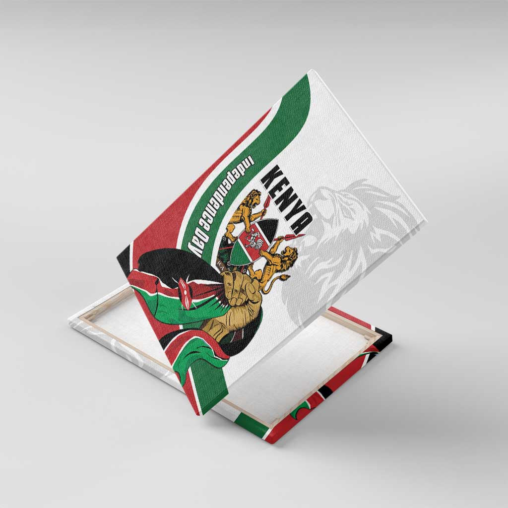 Kenya Jamhuri Day Canvas Wall Art Lion With Coat Of Arms - Wonder Print Shop