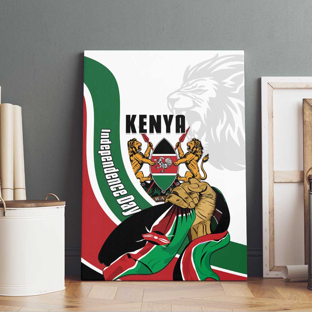 Kenya Jamhuri Day Canvas Wall Art Lion With Coat Of Arms - Wonder Print Shop