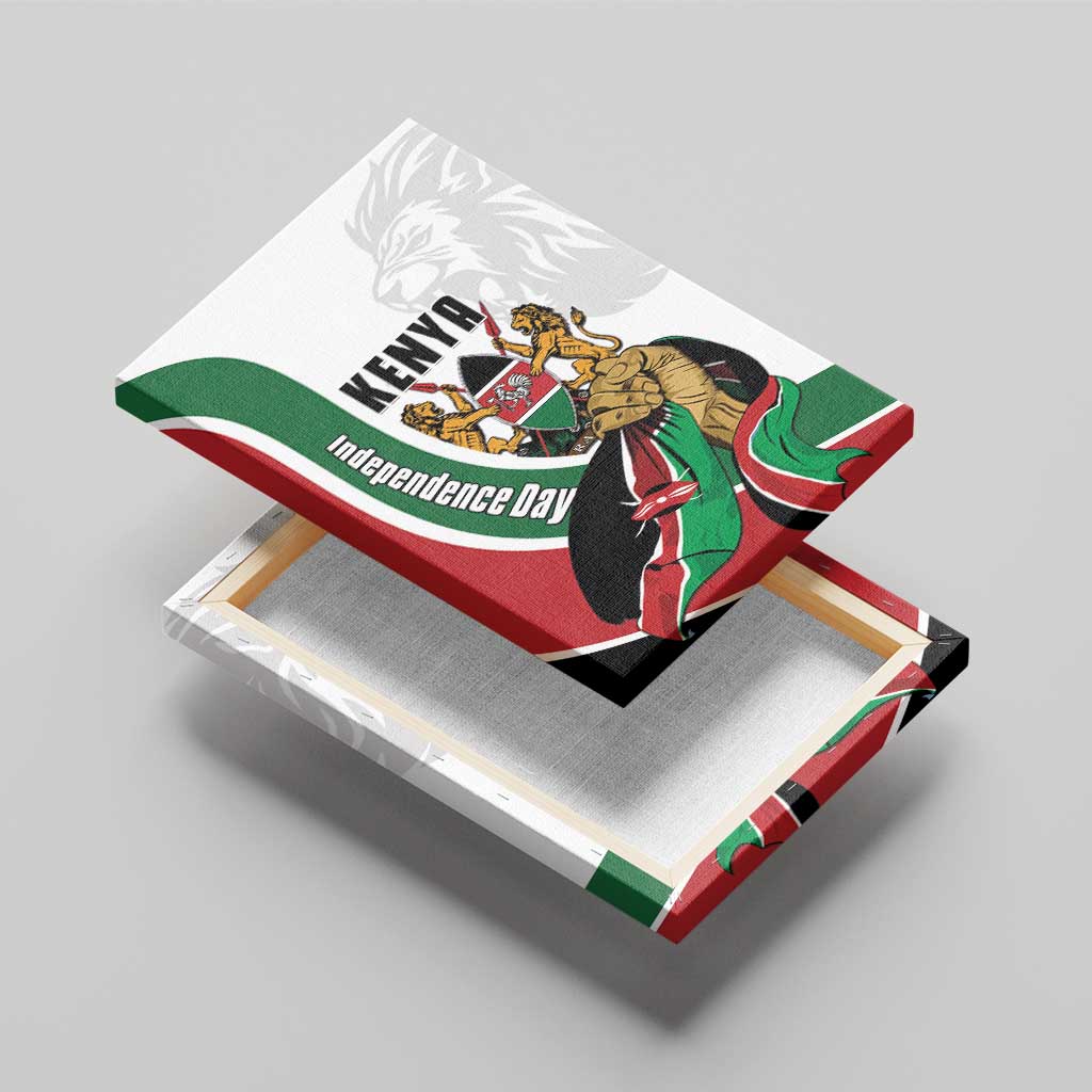 Kenya Jamhuri Day Canvas Wall Art Lion With Coat Of Arms - Wonder Print Shop