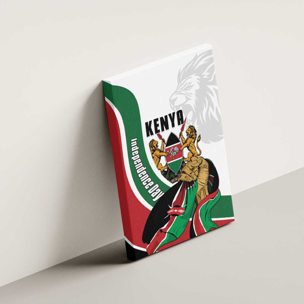 Kenya Jamhuri Day Canvas Wall Art Lion With Coat Of Arms - Wonder Print Shop