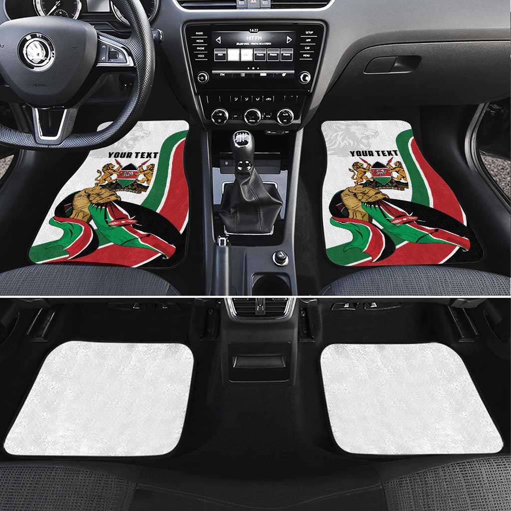 Personalized Kenya Jamhuri Day Car Mats Lion With Coat Of Arms - Wonder Print Shop