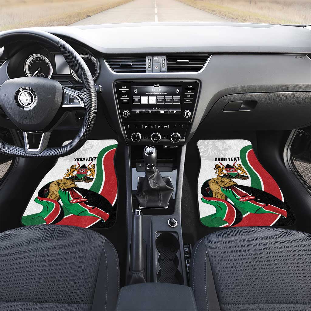 Personalized Kenya Jamhuri Day Car Mats Lion With Coat Of Arms - Wonder Print Shop